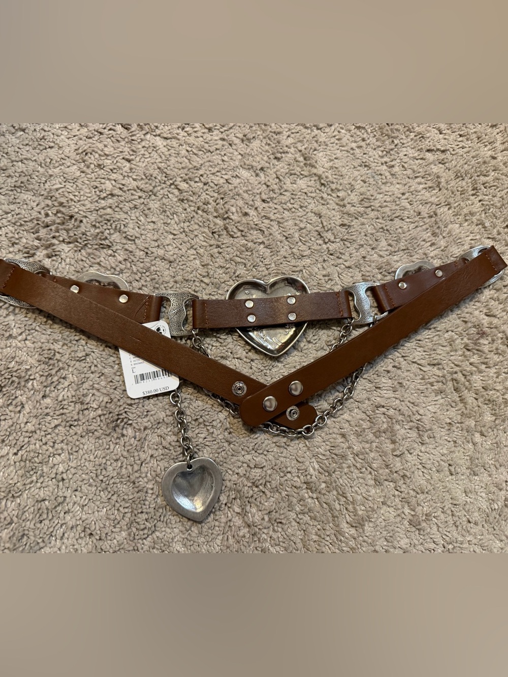 Free People x streets ahead $380 NWT Cognac Queen of Hearts Belt large - Picture 6 of 7